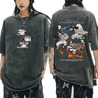 A vintage washed Demon Slayer Serpent Hashira Iguro Obanai T Shirt in a casual, oversized style for men and women.