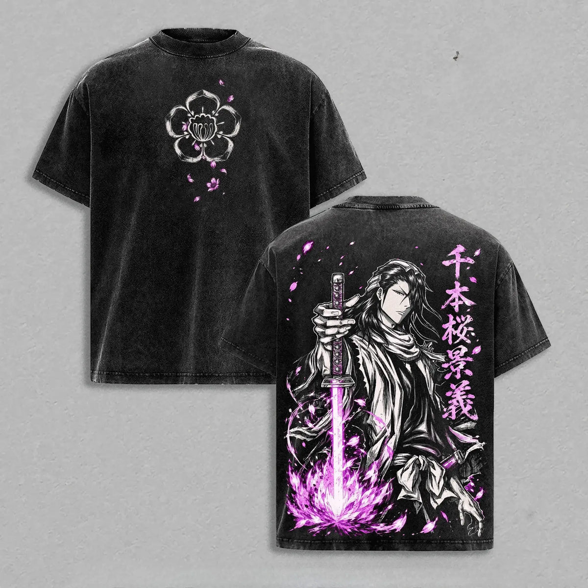 Byakuya Kuchiki Bleach Soft Cotton Oversized Manga T-Shirt front view