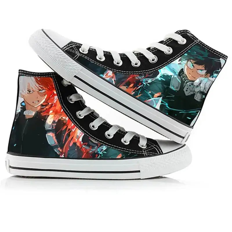 Breathable My Hero Academia Canvas Shoes featuring Izuku Midoriya anime art, designed as comfortable high-top student sneakers.