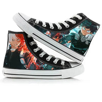 Breathable My Hero Academia Canvas Shoes featuring Izuku Midoriya anime art, designed as comfortable high-top student sneakers.