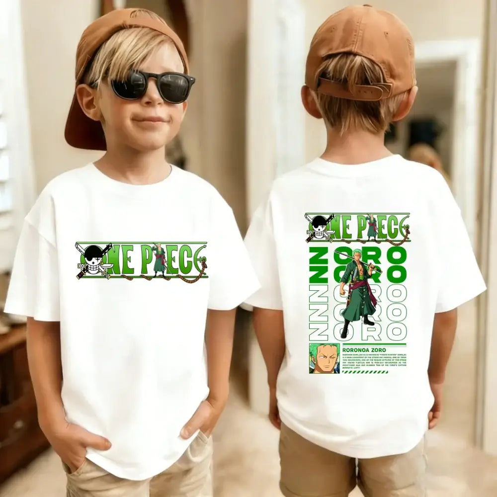 One Piece Kids T-Shirt Anime Luffy Zoro Chopper short sleeve cotton summer tee boys girls ages 7-13