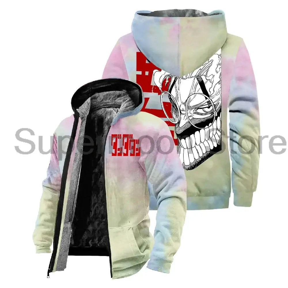 Dandadan Okarun Anime Harajuku Zip Hoodie back view Harajuku anime winter streetwear jacket