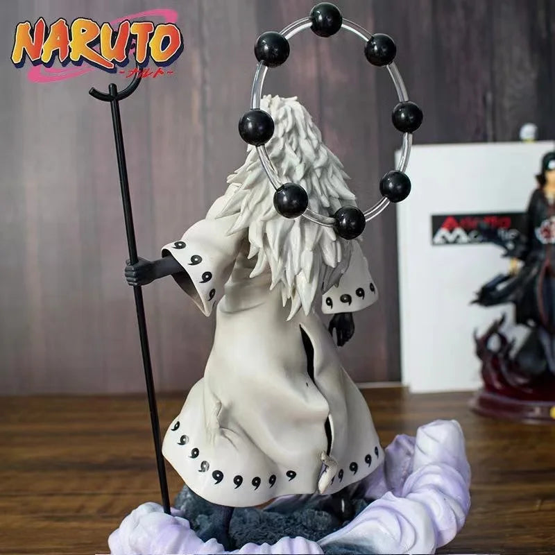 A highly detailed 28cm Uchiha Madara Figure made of premium PVC, showcasing the legendary Naruto anime character in a dynamic battle stance.