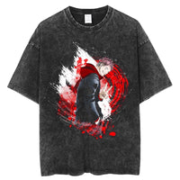 Yuji and Sukuna Split Face T-Shirt featuring character art on a washed cotton fabric, perfect for streetwear.