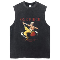 One Piece Vintage Washed Graphic Tank Top | Cotton Streetwear