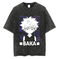Hunter x Hunter Gon Freecss Print T-Shirt featuring Baka graphic on oversized washed cotton tee.