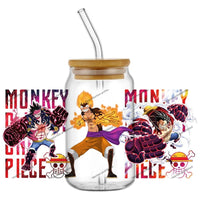 A collection of the newest 31 designs of popular One Piece UV DTF Stickers for a 16oz glass cup.