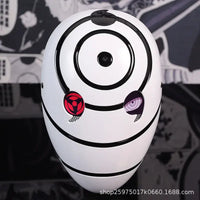 A highly imitative, high-gloss Obito Cosplay Mask featuring the Akatsuki Sharingan design for anime Halloween costumes and conventions.