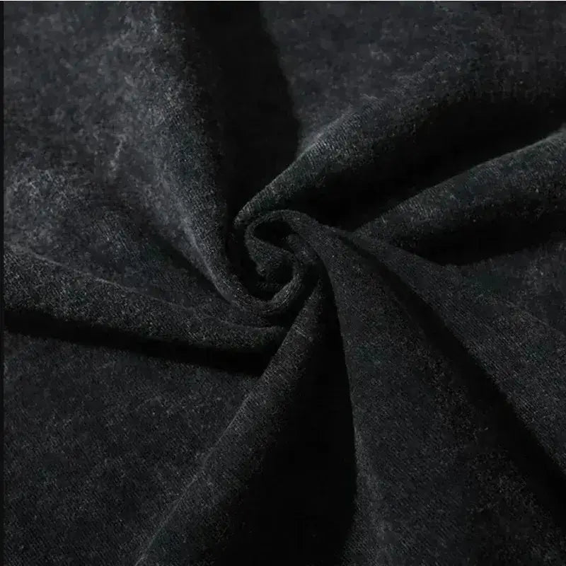 Toji Fushiguro Dark Manga Washed T-Shirt fabric close-up showing soft texture and deep black color.