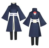 Uchiha Obito Cosplay Costume Set featuring a polyester top and pants, ideal for conventions and Halloween festivities.
