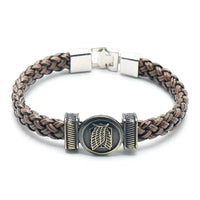 Anime Woven Cowhide Bracelet multilayer buckle ring inspired by One Piece Naruto and Attack on Titan birthday gift accessory