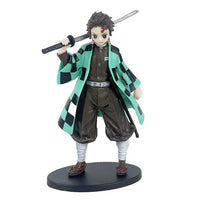 A highly detailed 16cm Demon Slayer Anime Figure made of premium PVC, showcasing Kamado Tanjiro in a dynamic warrior action pose for desktop decoration.