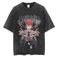 A unisex Chainsaw Man Vintage T-shirt in washed cotton with a Harajuku oversized streetwear fit.