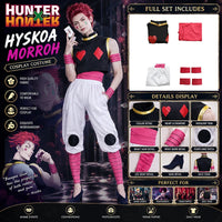 Hisoka Morow Hunter x Hunter Cosplay Costume featuring a multi-piece outfit, ideal for conventions and Halloween.