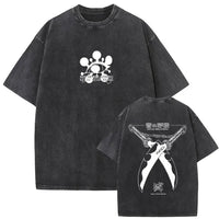 A vintage washed Demon Slayer Daki Graphic T-shirt with a cherry blossom design, an oversized casual cotton tee for men and women.