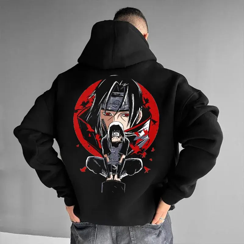 Naruto Sasuke Pure Cotton Anime Loose Hoodie worn lifestyle anime streetwear unisex fashion