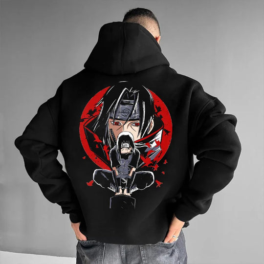 Naruto Sasuke Pure Cotton Anime Loose Hoodie worn lifestyle anime streetwear unisex fashion