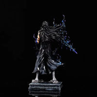 A large 33cm Bleach Ichigo Figure made of PVC, featuring two interchangeable battle forms and Zangetsu sword for anime desktop decoration.
