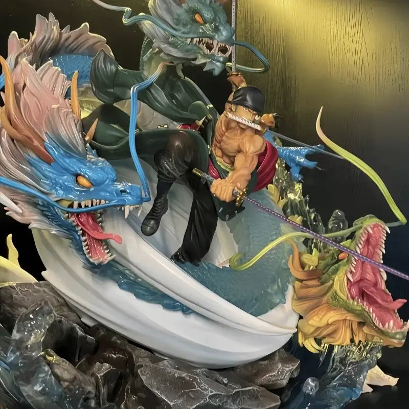 Roronoa Zoro Three Swords GK PVC Figure 23cm Bandai One Piece Dragon Three Knife Flow statue
