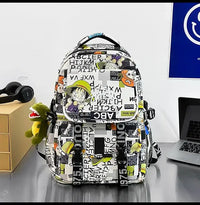 A high-capacity One Piece Luffy Backpack featuring a vibrant graffiti print of Monkey D. Luffy, designed as a durable school bag for middle and high students.