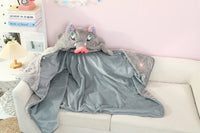 Inosuke Boar Head Plush Cosplay Neck Pillow U-shaped hooded travel blackout cloak anime prop