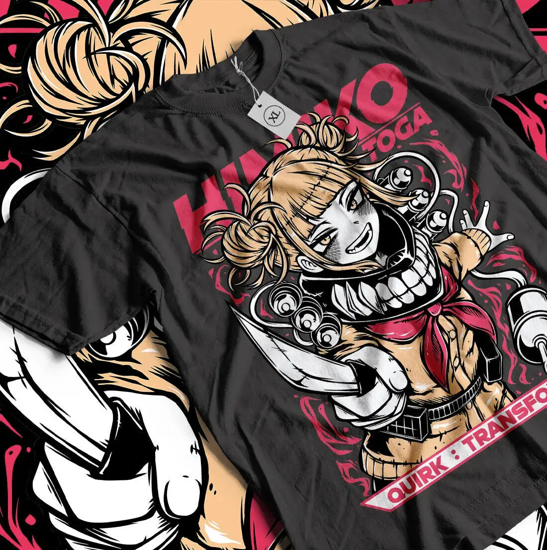 A kawaii Himiko Toga T-Shirt featuring graphic anime art of the My Hero Academia villain, designed as a cute girl shirt for all sizes.