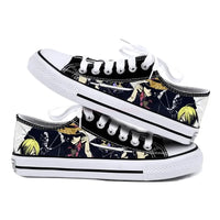 One Piece Anime Low Top Canvas Sneakers flat lay pair printed anime canvas couple birthday gift