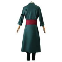 Roronoa Zoro Cosplay Costume including outfit, head scarf, and earrings available in adult sizes.