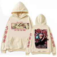 Itadori Hoodie Jujutsu Kaisen Harajuku Pullover fleece-lined polyester long sleeve hooded sweatshirt unisex Yuji Itadori design front view