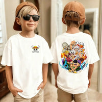 One Piece Luffy Kids T-Shirt Pure Cotton Boys Top short sleeve crew neck Japanese anime print summer tee children ages 7-13