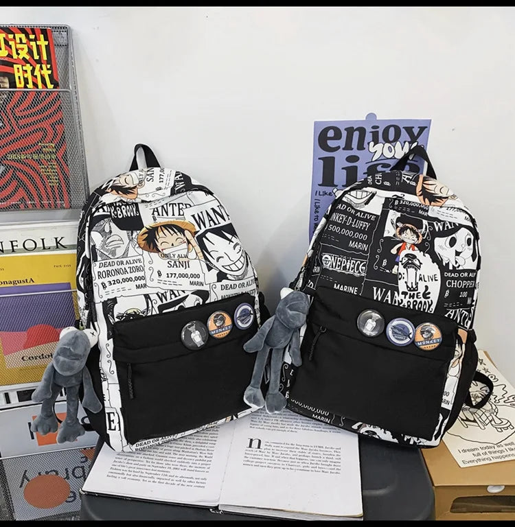 One Piece Luffy Anime Backpack school laptop travel bag men women bold print gift