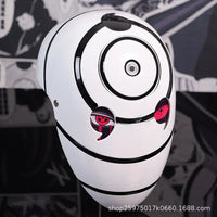 A highly imitative, high-gloss Obito Cosplay Mask featuring the Akatsuki Sharingan design for anime Halloween costumes and conventions.