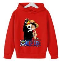 A 2025 New Anime One Piece Hoodies for Kids, a fashion Luffy pullover and hip hop coat for boys' clothing and cosplay.