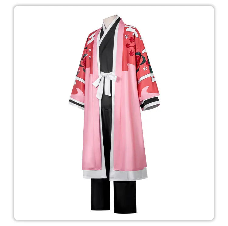 Shunsui Kyoraku BLEACH TYBW Cosplay Costume showcased in a vibrant five-piece outfit with printed robe.