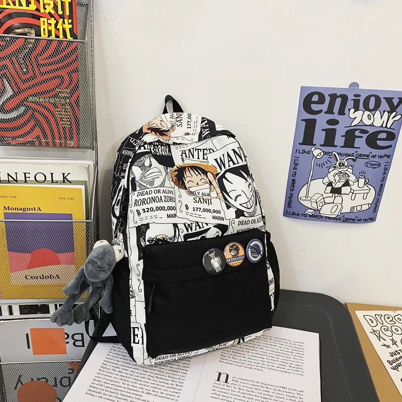 One Piece Luffy Anime Backpack school laptop travel bag men women bold print gift