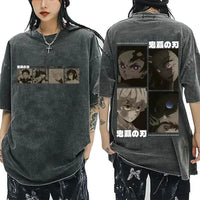 A vintage washed Demon Slayer Serpent Hashira Iguro Obanai T Shirt in a casual, oversized style for men and women.
