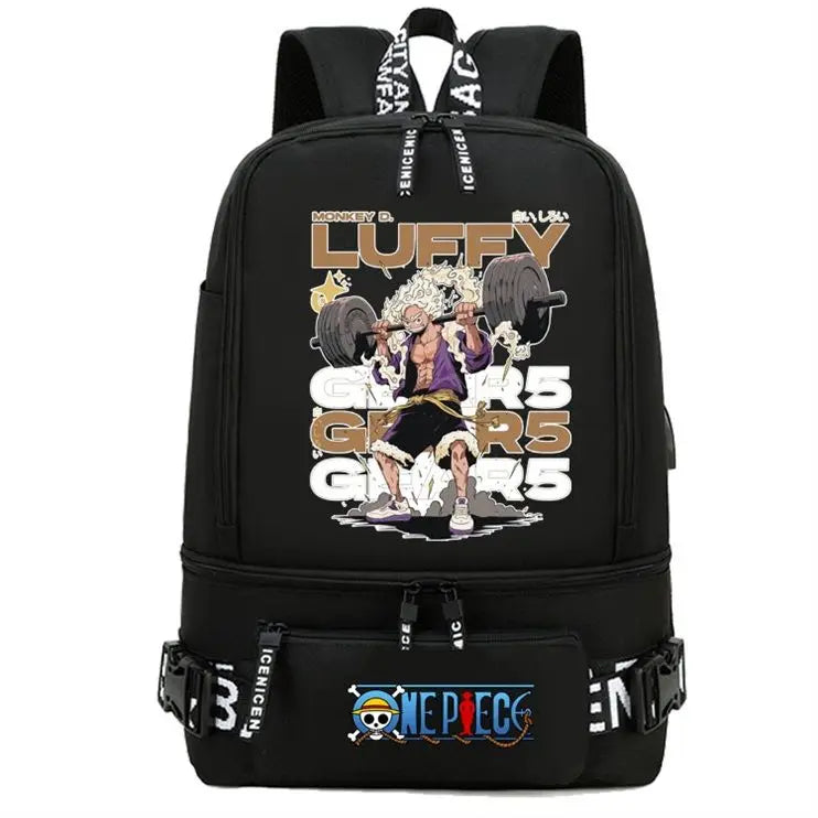 One Piece Anime Polyester School Travel Backpack featuring vibrant artwork and stylish design for teens.