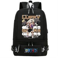 One Piece Anime Polyester School Travel Backpack featuring vibrant artwork and stylish design for teens.
