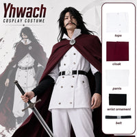 Yhwach Cosplay Costume showcasing the complete outfit including cloak, pants, and accessories, perfect for cosplay events.