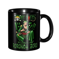 A ceramic Monkey D Luffy Quotes One Piece Mug featuring funny anime text and pirate character art, designed as a durable present for kids.