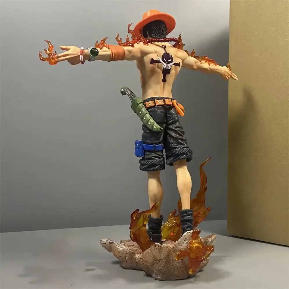 A detailed 28cm Portgas D. Ace Figure made of PVC, featuring a dynamic Fire Fist battle pose for One Piece anime collection.