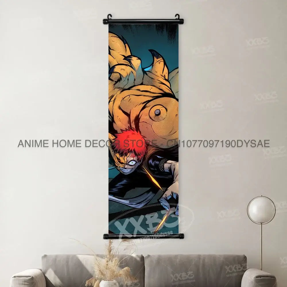 High-definition Naruto Posters hanging scroll featuring Uzumaki Naruto, Uchiha Sasuke, and Madara for anime home wall decoration.