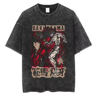 A high-quality pure cotton Baki Anime T-shirt featuring a graphic print of Baki Hanma, designed as a casual loose fit top for men and women.