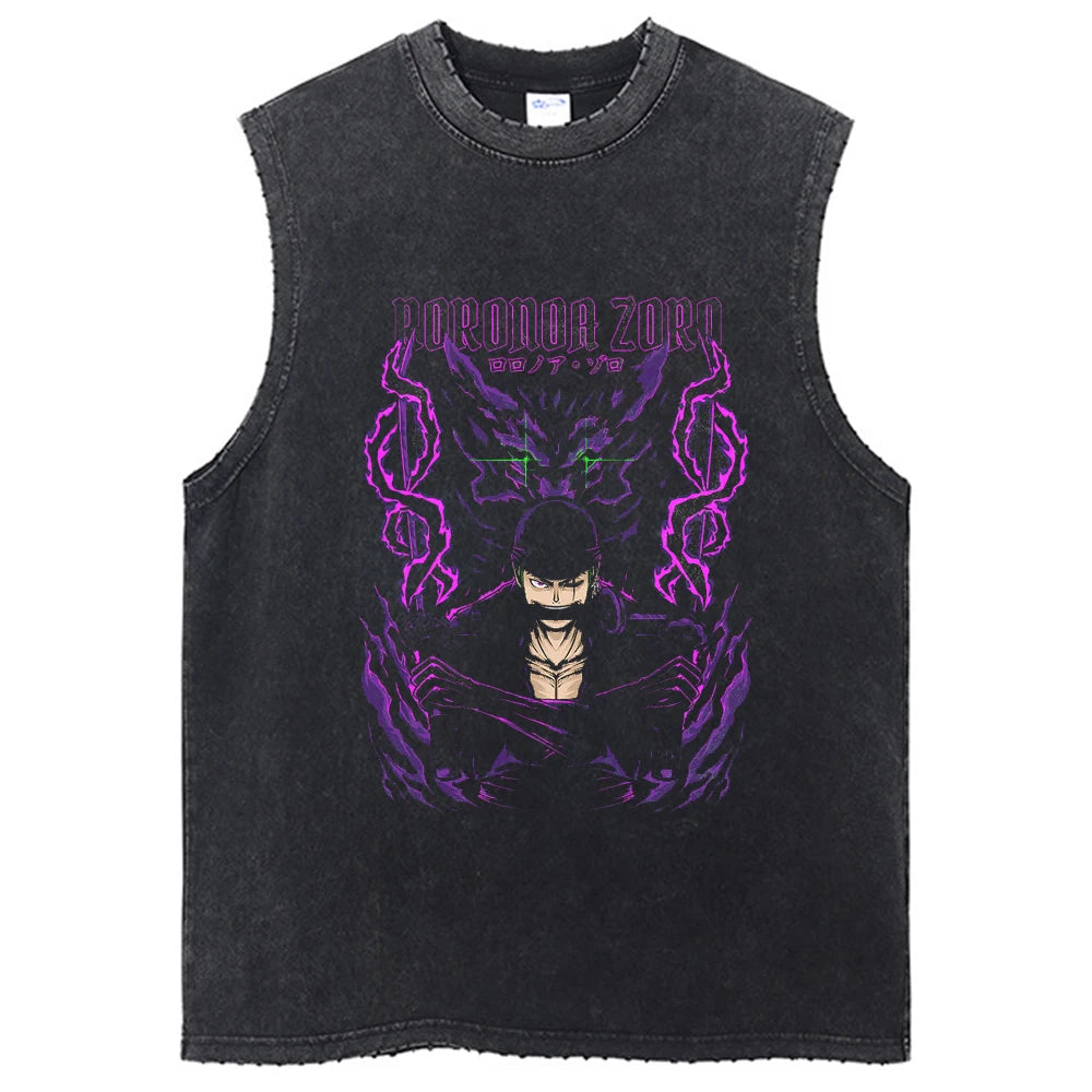 One Piece Vintage Washed Graphic Tank Top | Cotton Streetwear