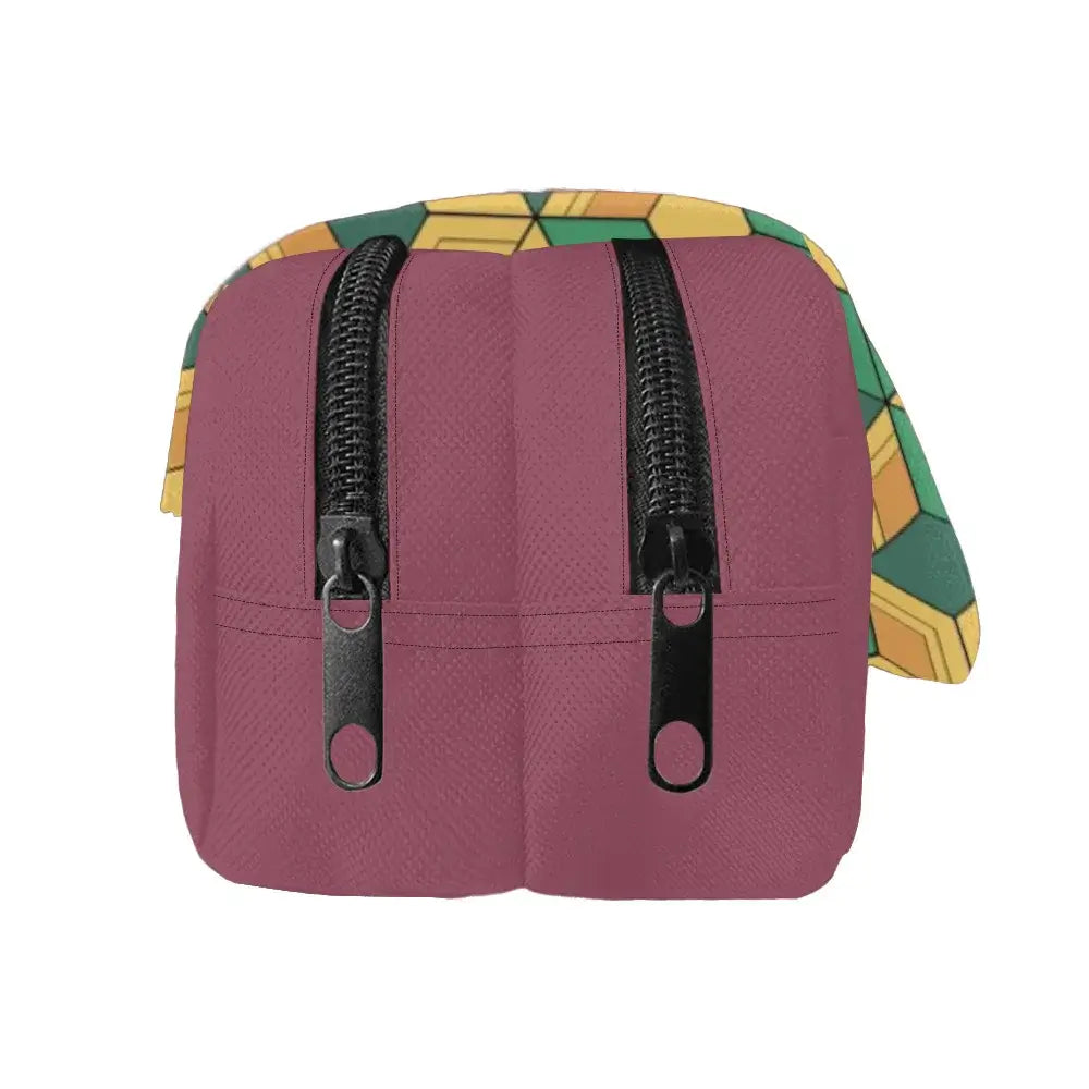 Demon Slayer Backpack Set featuring Tanjiro and Nezuko, showcasing zippers and vibrant design for school gear.