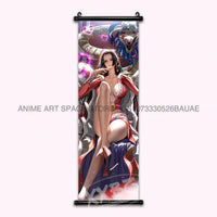 A vibrant One Piece Hanging Painting featuring anime characters Monkey D. Luffy, Portgas D. Ace, Sabo, and Shanks on a canvas scroll for home decor.