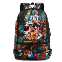 One Piece Anime Polyester School Travel Backpack featuring vibrant artwork and stylish design for teens.