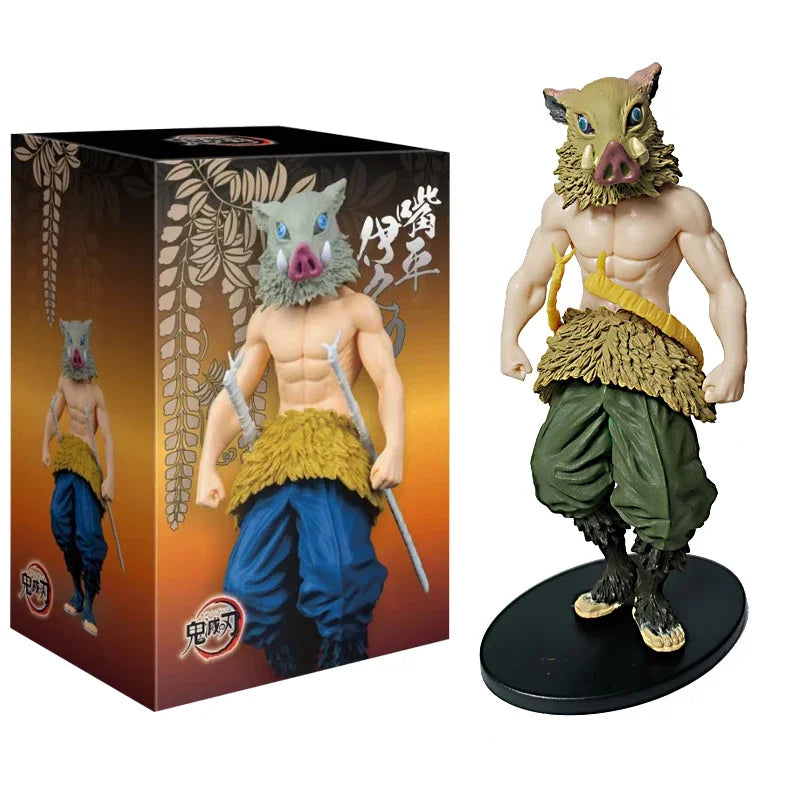 High-quality Demon Slayer Figures featuring Tanjiro Kamado, Nezuko, Zenitsu, and Inosuke in dynamic action poses for anime collection.
