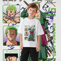 One Piece Zoro Kids T-Shirt Pure Cotton Boys Top size chart chest measurements guide