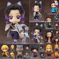 High-quality Demon Slayer Nendoroid Figures featuring Kamado Tanjiro, Nezuko, and Uzui Tengen posing for an upscale anime collection display.